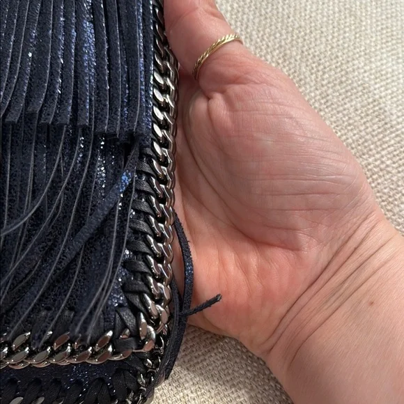 Stella McCartney Falabella  Navy Metallic Fringe Clutch with original tags - Picture 9 of 15
